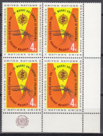 UNO NEW YORK 116, Postfrisch **, 4erBlock Mit Randzierfeld, Kampf Gegen Malaria, 1962 - Neufs