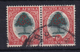 South Africa: 1933/48   Orange Tree    SG61d    6d   Green & Red-orange  [Die III]     Used Pair - Gebraucht