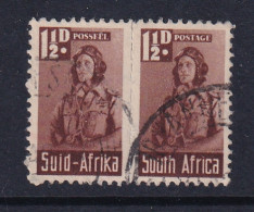 South Africa: 1942/44   War Effort (Small Size)   SG99   1½d    Used Pair - Used Stamps