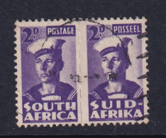 South Africa: 1942/44   War Effort (Small Size)   SG100   2d   Violet  Used Pair - Gebruikt