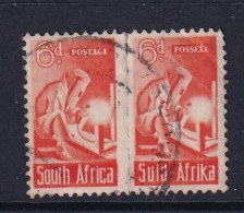 South Africa: 1942/44   War Effort (Small Size)   SG102   6d   Used Pair - Gebruikt