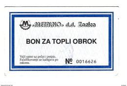 Bosnia- Herzegovina  Zenica Metalno Hot Meal Ref 79  Unc - Bosnie-Herzegovine