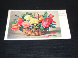 68665-         HARTELIJK GEFELICITEERD - BLOEMEN / FLOWERS / BLUMEN / FLEURS / FIORI / FLORES - OLD CARD - 1937 - Fleurs