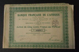 BANQUE FRANÇAISE DE L'AFRIQUE. - Banque & Assurance