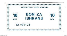 *bosnia- Herzegovina  Firm "TON" Kakanj Foodbon 10 Dinara   Ref 91  Unc - Bosnia Y Herzegovina