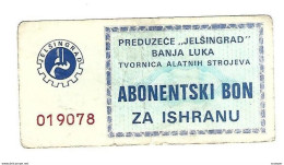 *bosnia- Herzegovina  Firm "jelsingrad" Banja Luka Food Bon  Ref 92 - Bosnia Erzegovina