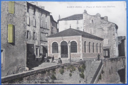 SAINT-PONS. - Place Et Halle Aux Herbes - CPA Colorisée - Saint-Pons-de-Thomières