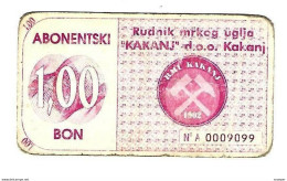 *bosnia- Herzegovina Kakanj Browncoolmine Bon 1,00   Ref 107 - Bosnia Erzegovina