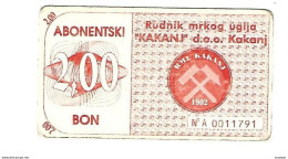 *bosnia- Herzegovina Kakanj Browncoolmine Bon 2,00   Ref 108 - Bosnië En Herzegovina