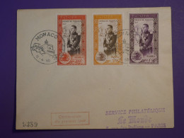 DH12 MONACO  BELLE LETTRE FDC  SERV. PHILATELIQUE 1950 MONTE CARLO POUR LE MONDE PARIS ++DULAC + AFF. INTERESSANT++ - Lettres & Documents