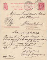 LUXEMBOURG 1898 POSTCARD SENT  FROM LUXEMBOURG VILLE TO CHAUXDEFONDS - Entiers Postaux
