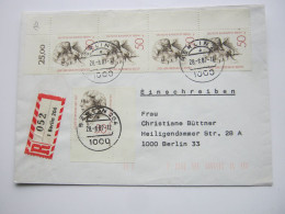 1987 , 50 Pfg. Schröder , 5  Mal Auf Einschreiben Aus BERLIN, Mit Bogennummer - Covers & Documents