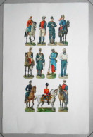 Planche, 11 Chromos Découpis. Uniformes Militaires Espagnols, Guardia Civil, Escolta Real, Carabinero, Marinero, Lancero - Autres & Non Classés