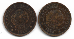 Monnaie  Argentine Un Centavo 1884 Et 1889 Plat 1 N0166 - Argentine