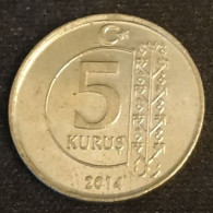 TURQUIE - TURKEY - 5 KURUS 2014 - KM 1240 - Mustafa Kemal Atatürk - Turquie