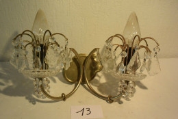 C13 Ancien Luminaire Lustre Applique à Pampilles 1961 Vintage - Lámparas Y Arañas