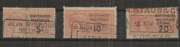 FISCAUX FRANCE 1921  QUITTANCES MULTIPLES 5F 10F Et 20F Saumon - Altri & Non Classificati