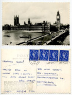 Great Britain 1961 RPPC Postcard London - Houses Of Parliament & Westminster Bridge Over Thames, 1p. QEII Stamps - Houses Of Parliament