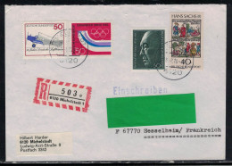 RFA 062 BRIEF EINSCHREIBEN 6120 MICHELSTADT 1 3/2/1976 - R- Und V-Zettel