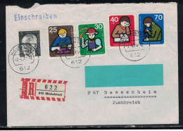 RFA 064 BRIEF EINSCHREIBEN 612 MICHELSTADT  7/6/1974 - R- & V- Labels