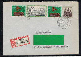 RFA 065 BRIEF EINSCHREIBEN 85  NURNBERG 42  1/11/1973 - R- Und V-Zettel