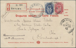 Batum: 1902 Two Different Picture Postcards Sent Registered To Pera, Constantino - Batum (1919-1920)