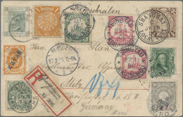 China: 1904, 7-country Franking With Shanghai Postmarks Real Used From Kiautscho - 1912-1949 Republic