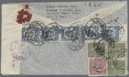 China: 1932/44, Registered Airmail Cover Addressed To New York, U.S.A. Bearing S - Cartas & Documentos