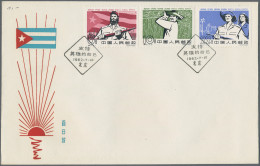 China (PRC): 1962, Support For Cuba (S51), Complete Set Of 3 On Official FDC, Un - Briefe U. Dokumente