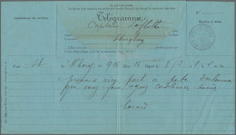 French Indochine: 1895 Telegram Form (blue) Dated '8th Mars 1895' Addressed To K - Covers & Documents