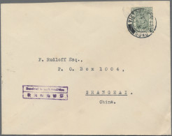 Hong Kong  - Revenues: 1938, Stamp Duty 5 C. Green Tied "VICTORIA 18 JY 38" To C - Stempelmarke Als Postmarke Verwendet