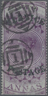 India - Service Stamps: 1866 Fiscal 2a. Purple Surcharge "SERVICE/POSTAGE" In Gr - Francobolli Di Servizio
