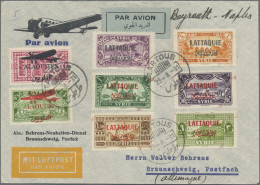 Latakia: 1931, Air Mail Overprint Stamps (6) With Alaouites Air Mail Ovpt. Stamp - Lettres & Documents