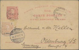 Macau - Postal Stationery: 1905, UPU Reply Card 4 A.+4 A. Uprated 1 A. Canc. "Ma - Enteros Postales