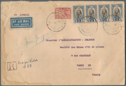 Thailand: 1935 Air Mail Envelope Used Registered From Sungei-Golok To Paris Via - Tailandia