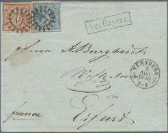 Bayern - Marken Und Briefe: 1849, 3 Kr. Blau, Platte 1 Zusammen Mit 6 Kr. Braun, - Sonstige & Ohne Zuordnung