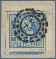 Bayern - Marken Und Briefe: 1850, 3 Kr. Blau, Platte 4, Entwertet Mit Offenem Mü - Sonstige & Ohne Zuordnung