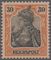 Deutsches Reich - Germania: 1900 30 (Pf.) Rötlichorange/rotschwarz Auf Mattgelbl - Ungebraucht
