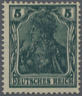 Deutsches Reich - Germania: 1915 Kriegsdruck 5 (Pf) Dunkelgrün Mit Komplettem DO - Unused Stamps