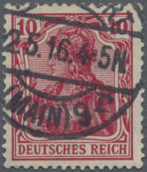 Deutsches Reich - Germania: 1915 Kriegsdruck 10 (Pf) Lilarot, Gestempelt "FRANKF - Gebraucht