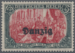 Danzig: 1920 5 M. Grünschwarz/lilarot Bis Dunkelkarmin Mit 26:17 Zähnungslöchern - Sonstige & Ohne Zuordnung