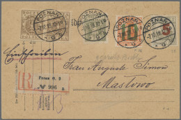 Poland: 1919 Germania "5" Auf 2 (Pf) Und "10" Auf 7½ (Pf) Zusammen Mit Drei Weit - Lettres & Documents