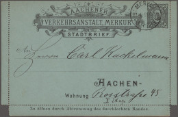 Deutsches Reich - Privatpost (Stadtpost): 1894, AACHEN/Merkur, GA-Kartenbrief 4 - Postes Privées & Locales