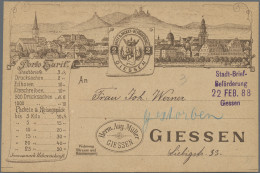 Deutsches Reich - Privatpost (Stadtpost): 1888, GIESSEN/Privat-Stadt-Post, GA-Ka - Private & Lokale Post