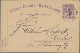 Deutsches Reich - Privatpost (Stadtpost): 1888/89, KÖLN/ Circularbeförderung, Zw - Correos Privados & Locales