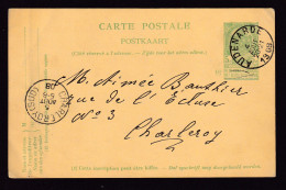 DDFF 564 -- AUDENARDE Entier Postal Armoiries 1908 Vers CHARLEROY - Expéditeur Van De Meulebroecke , Poelier à LEUPEGEM - Cartes Postales 1871-1909