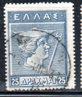 GREECE GRECIA ELLAS 1913 1923 1922 HERMES MERCURY MERCURIO FROM OLD CRETAN COIN 25d USED USATO OBLITERE' - Oblitérés