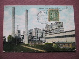 CPA USA ETATS UNIS NEW ORLEANS American Sugar Refinery Chalmette USINE RAFINERIE DE SUCRE STAMP TIMBRE One Cent Décentré - New Orleans