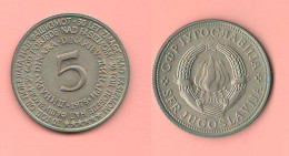Jugoslavia 5 Dinara 1975 Yougoslavie Nikel Typologic Coin     ¬6 - Yugoslavia
