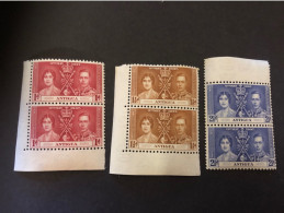 1937 CORONATION SET IN UNMOUNTED MINT PAIRS Very Fresh Condition - 1858-1960 Crown Colony